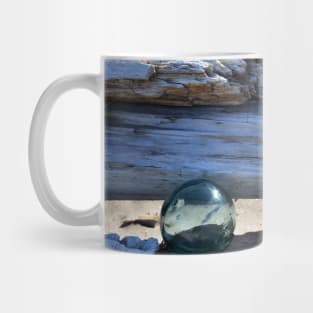 Japanese Glass Fishing Floats and Driftwood Mug